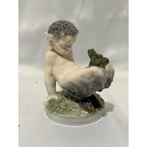 MINT Vintage Royal Copenhagen Porcelain Figurine of Faun/Satyr & Frog - 1713 PC